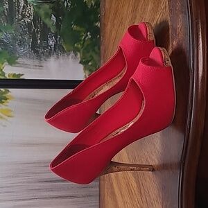 Christian Siriano KATE Womens 7 Red stiletto peep toe dress shoes